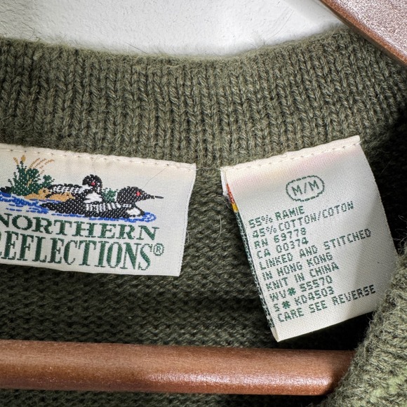 Northern Reflections Vest Women M Green Woodland Owl Sweater Earthy Fall Teacher - Picture 3 of 9